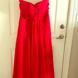 Strapless, floor-length evening gown